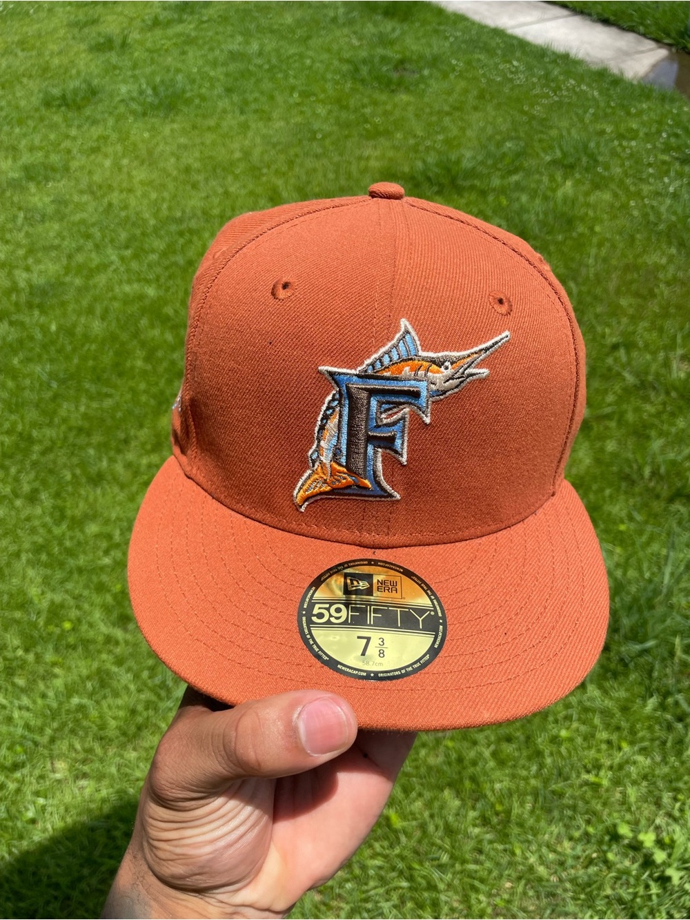 New Era Orange Florida Marlins 59FIFTY F Logo Fitted Hat